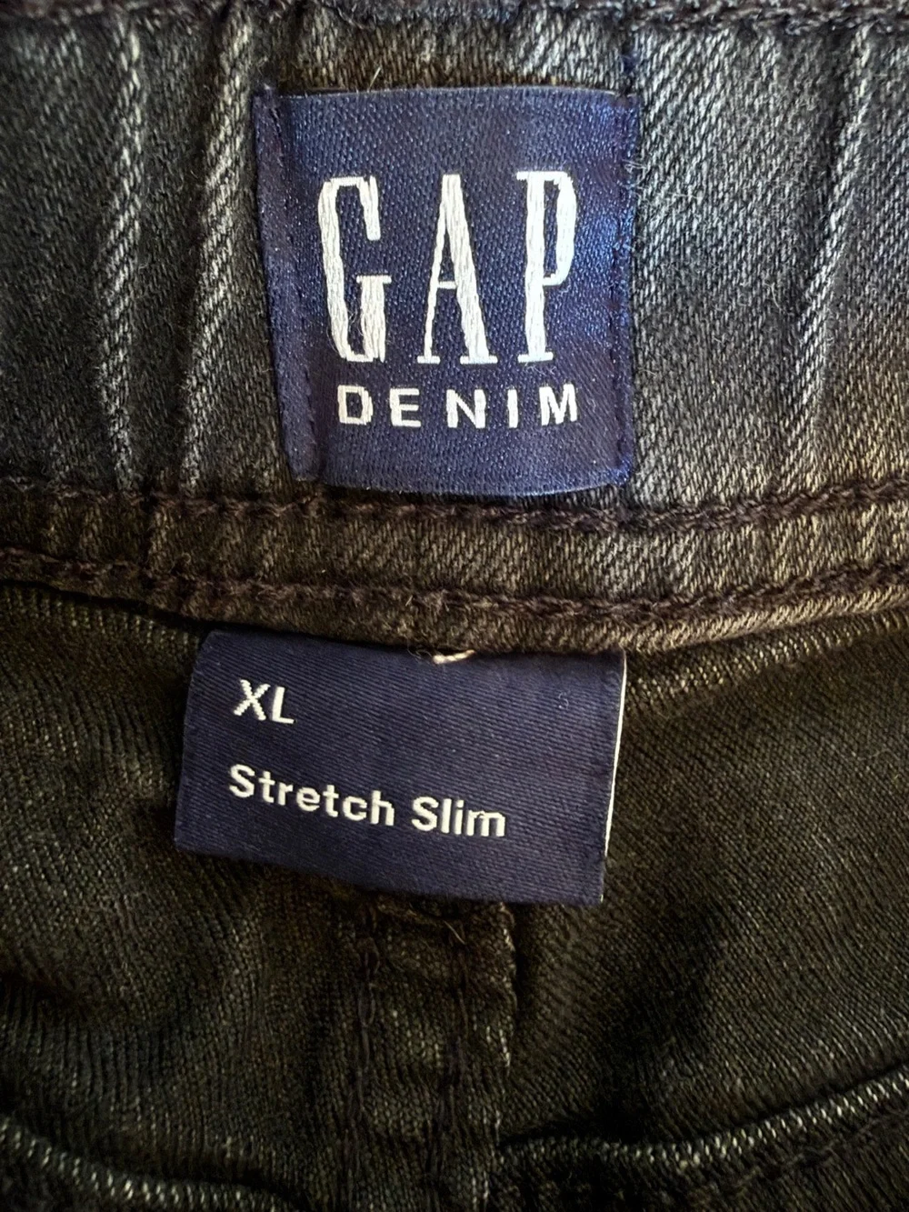 Gap Kids Boys Stretch Slim Jeans XL 12-13 Black Grey Pull On Elastic Waist